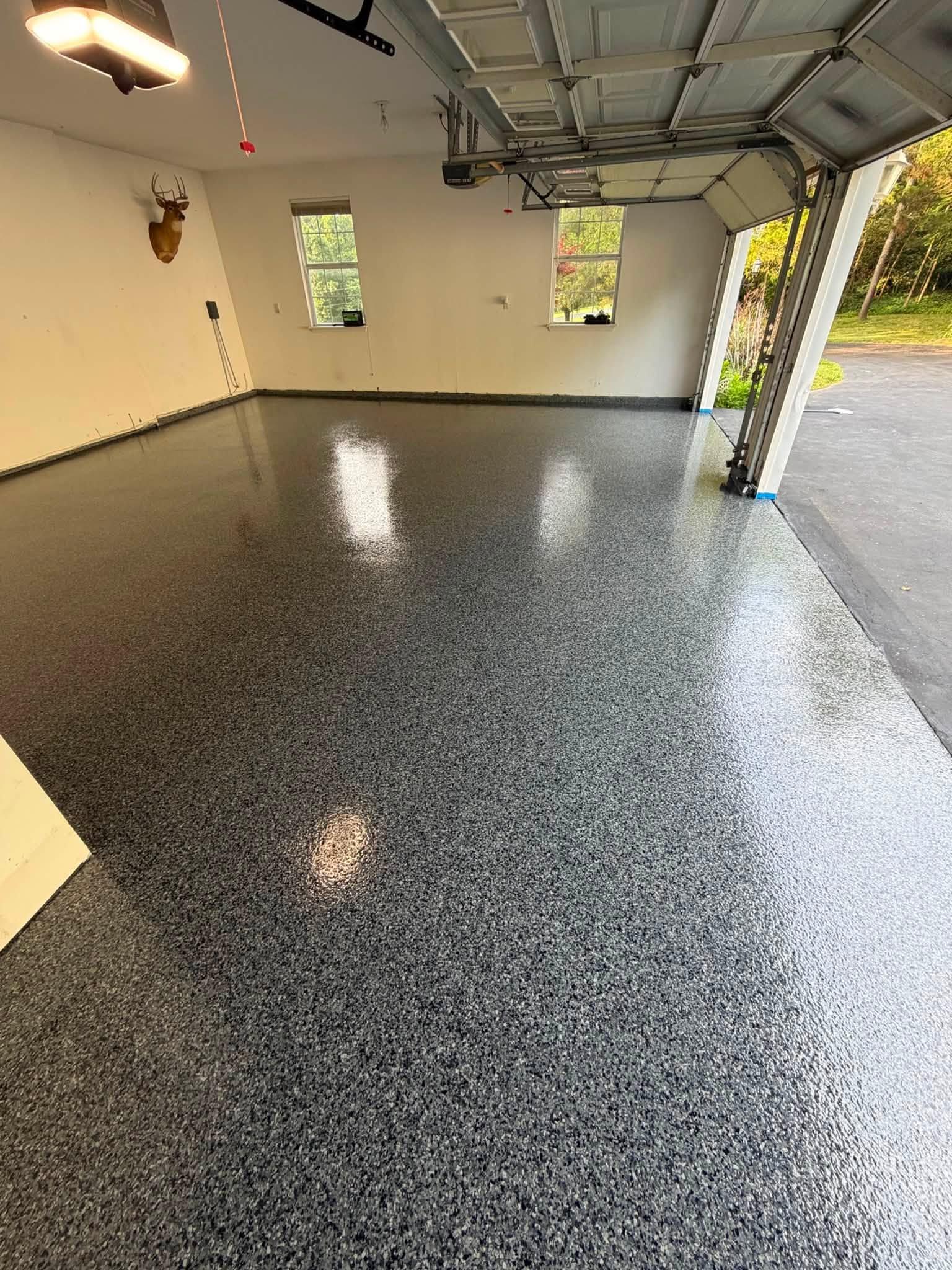 Completed professional concrete floor coating on another project