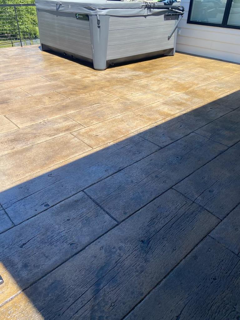 Finished decorative patio floor coating after installation