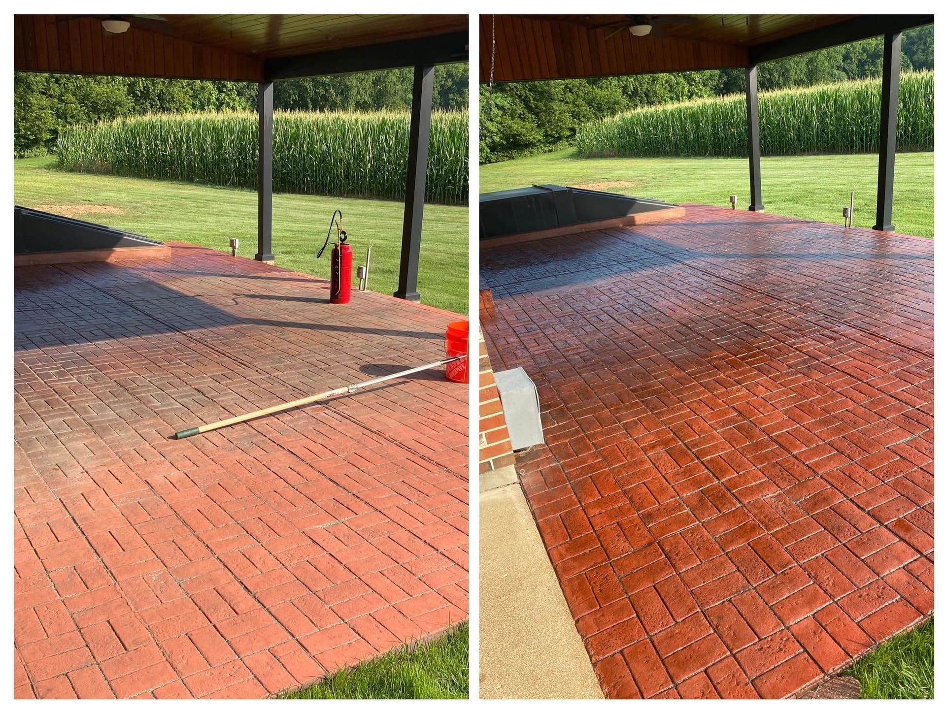 Before and after brick surface refresh coating project