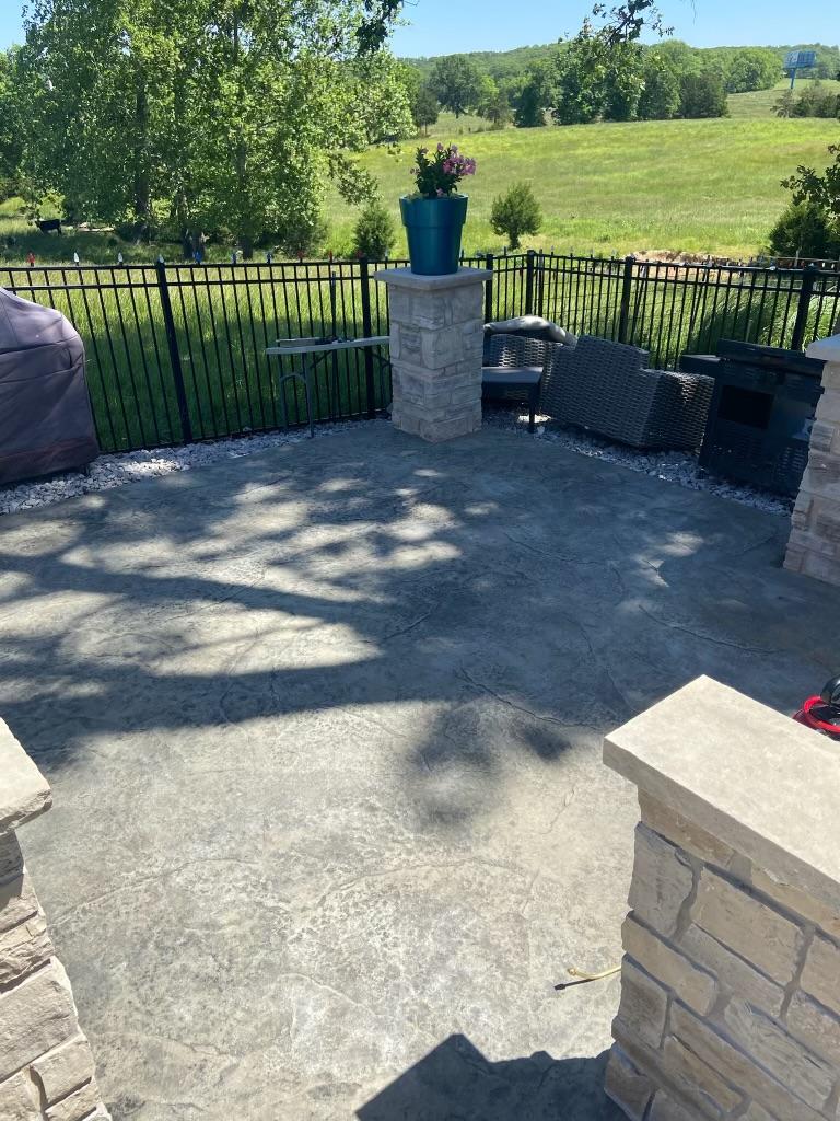 Outdoor patio concrete before decorative coating