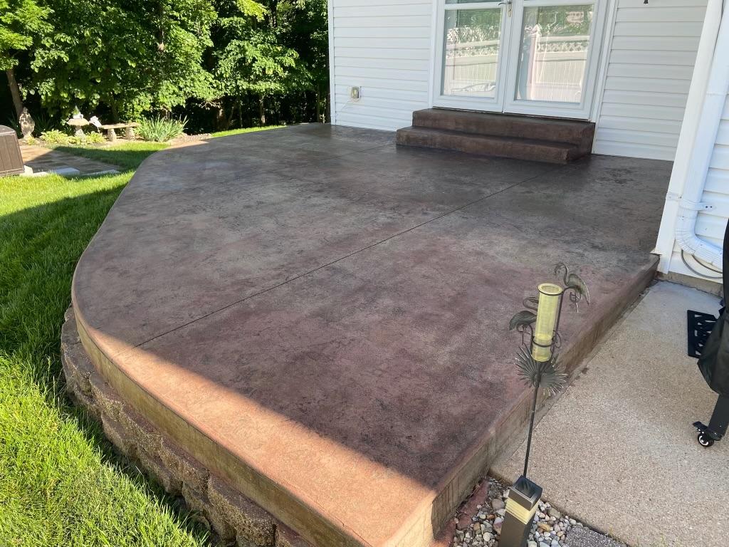 Weathered outdoor patio concrete before coating