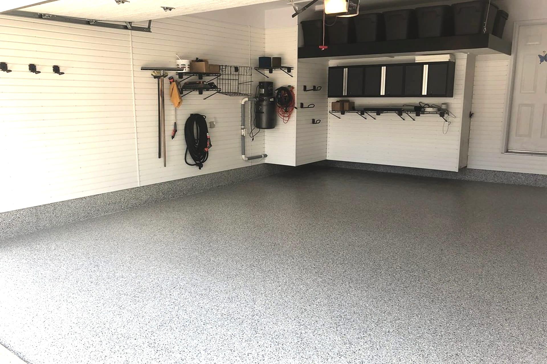 Professional epoxy garage floor coating installed by K.A.I. Coating from metro St. Louis to Ste. Genevieve