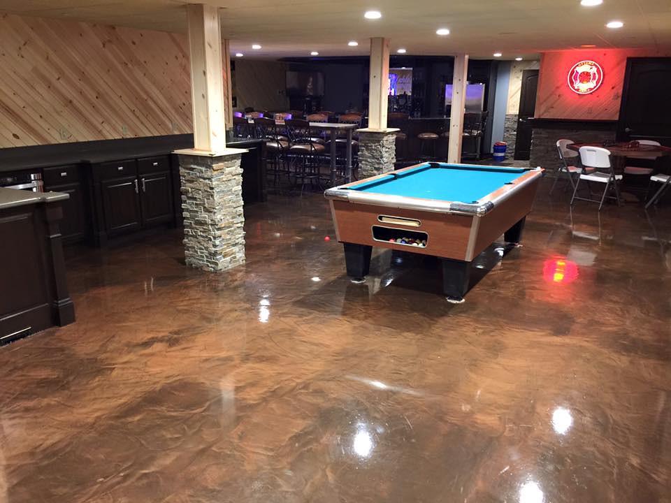 Warm brown metallic epoxy resin floor finish